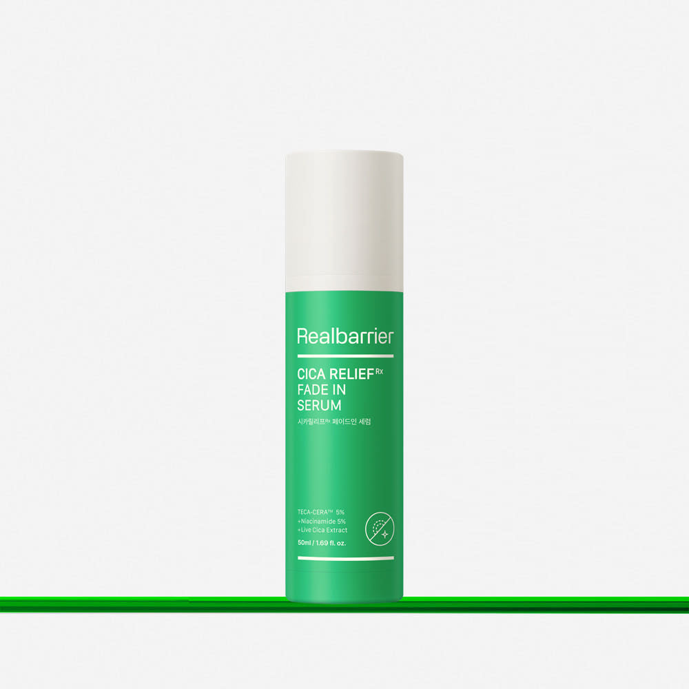 ProtoClinical k-beauty beauty product silhouette with a pale mint vertical center and soft pink side tones on a light background.