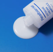 ProtoClinical k-beauty abstract beauty graphic with a bright white curve on a vivid blue background.