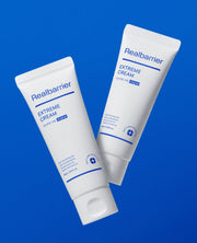 ProtoClinical k-beauty abstract beauty graphic with a bright white center on a vivid blue background.