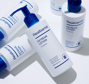 ProtoClinical k-beauty abstract beauty graphic with soft blue-gray and lavender vertical bands.