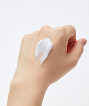 ProtoClinical k-beauty abstract beauty graphic with a warm beige center and soft aqua edges on a light background.