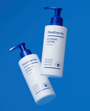 ProtoClinical k-beauty beauty product silhouette with a bright white center on a vivid blue background.