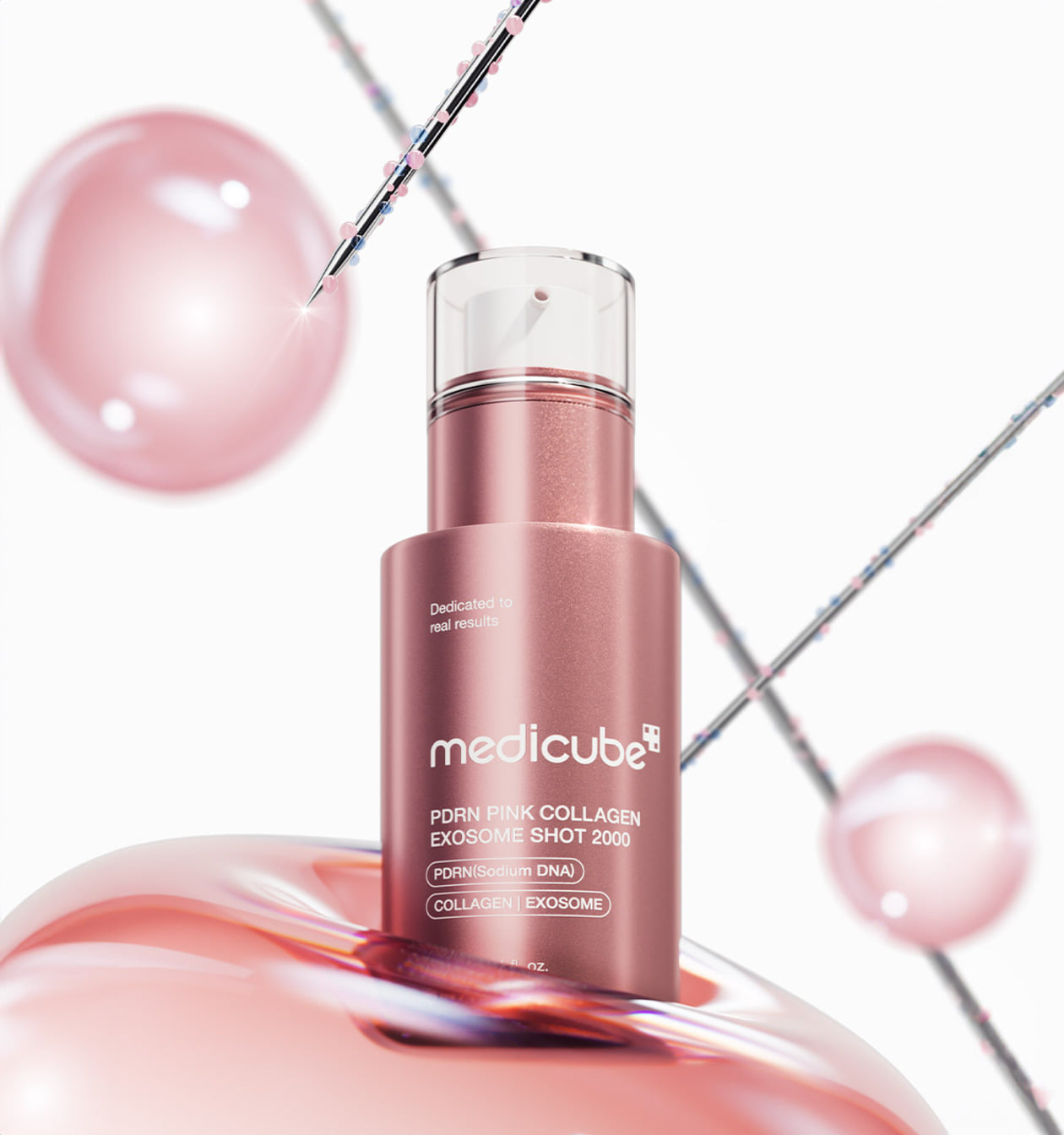 ProtoClinical k-beauty tall pink beauty product centered on a soft pastel background.
