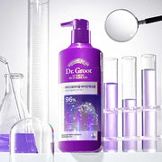 ProtoClinical k-beauty soft lavender beauty product silhouette with warm beige and pale blue side tones on a light background.