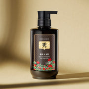 ProtoClinical k-beauty [Daeng Gi Meo Ri] Dlae Soo Hair Loss Care Shampoo 500ml single upright dark shampoo bottle centered on a beige and pale yellow background.