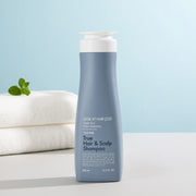 ProtoClinical k-beauty beauty close-up with a centered vertical form on a pale blue background.