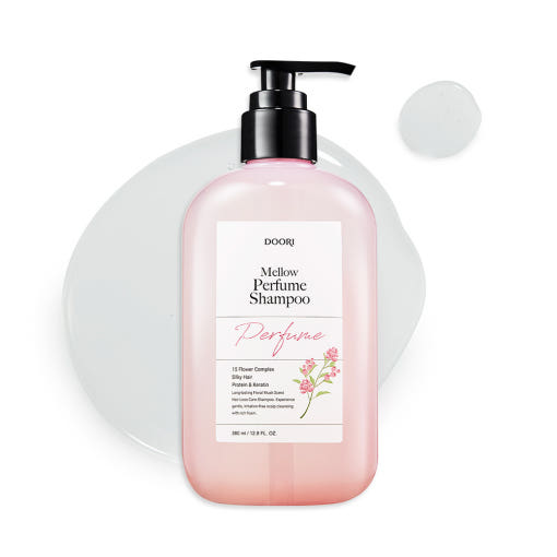 ProtoClinical k-beauty [Daeng Gi Meo Ri] Mellow Perfume Shampoo 380ml in a beauty close-up with a light vertical form on a pale neutral background