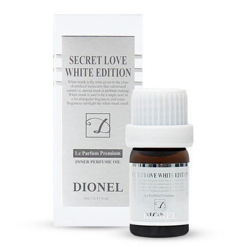 ProtoClinical k-beauty DIONEL Secret Love Feminine Hygiene Perfume Cleanser White Edition 5ml two light cleanser packages side by side on a white background.