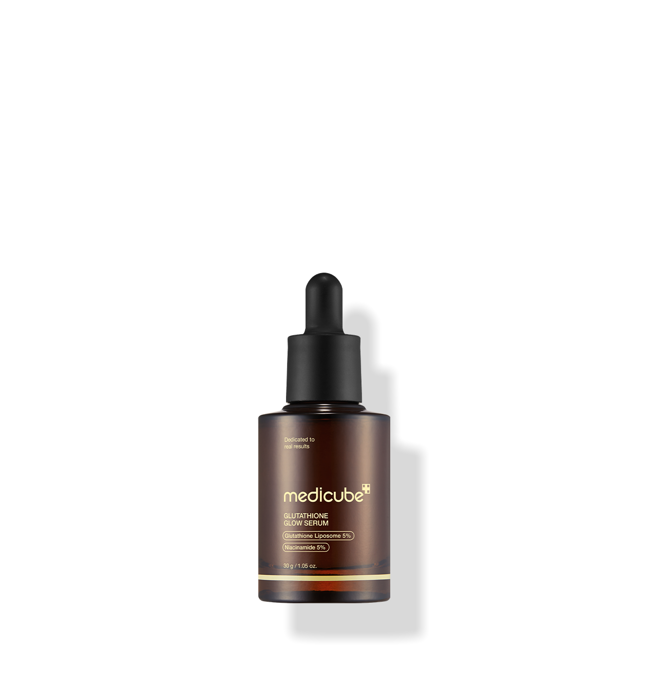 ProtoClinical k-beauty MEDICUBE: Age-r Glutathione Glow Serum (30g) single upright dark serum bottle centered on a pale beige background