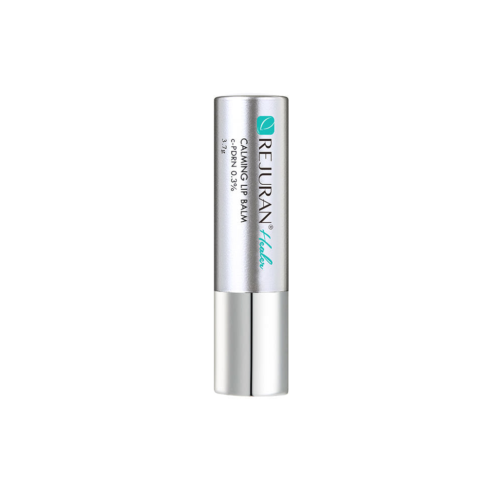 ProtoClinical k-beauty REJURAN Calming Lip Balm 3.7g single gray lip balm tube standing upright on a clean white background with pale side bands