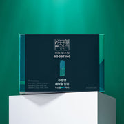 ProtoClinical k-beauty [Jung Kwan Jang] CheonNok BOOSTING 50ml*30Pouch teal product packaging on a cool aqua background