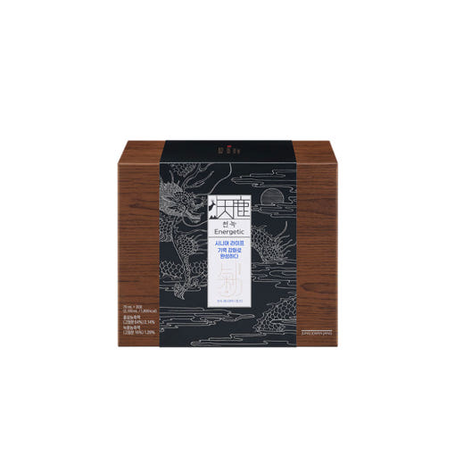 ProtoClinical k-beauty [Jung Kwan Jang] CheonNok Energetic 70ml*30Pouch two dark product containers centered on a white background