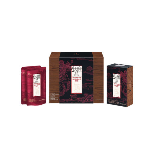 ProtoClinical k-beauty [Jung Kwan Jang] CheonNok Lively 70ml*30Pouch mauve product packaging with pale aqua corner accents on a light background