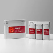 ProtoClinical k-beauty mauve beauty packaging with a pale aqua lower band on a light background.