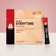 ProtoClinical k-beauty [Jung Kwan Jang] Korean Red Ginseng EveryTime 10mg*100Packs tan product packaging with rose side panels and pale mint lower accents on a light background