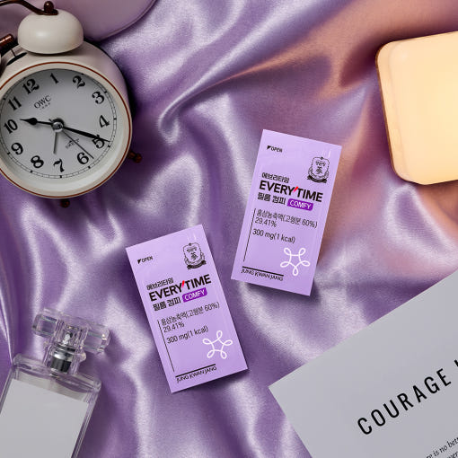 ProtoClinical k-beauty muted mauve beauty graphic with a warm brown right-edge band on a cool gray background.
