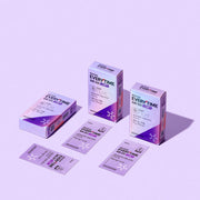 ProtoClinical k-beauty soft lavender beauty graphic with a muted mauve horizontal band on a light background.