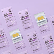 ProtoClinical k-beauty beige and lilac beauty graphic with soft horizontal bands on a light background.