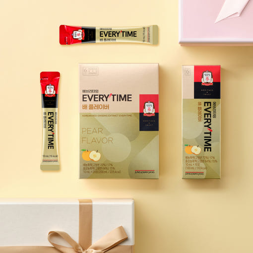 Jung Kwan Jang Everytime Pear Flavor red ginseng extract product packaging.