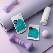 ProtoClinical k-beauty mauve and teal beauty product silhouette on a light background.