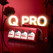 ProtoClinical k-beauty deep red round beauty product silhouette on a dark background.