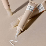 ProtoClinical k-beauty RAWQUEST Barrier Enhancing Eye Cream 30ml abstract graphic with warm beige, mauve, and soft sage tones on a light background