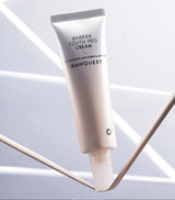 ProtoClinical k-beauty pale lavender beauty detail with a warm beige vertical center on a light background.
