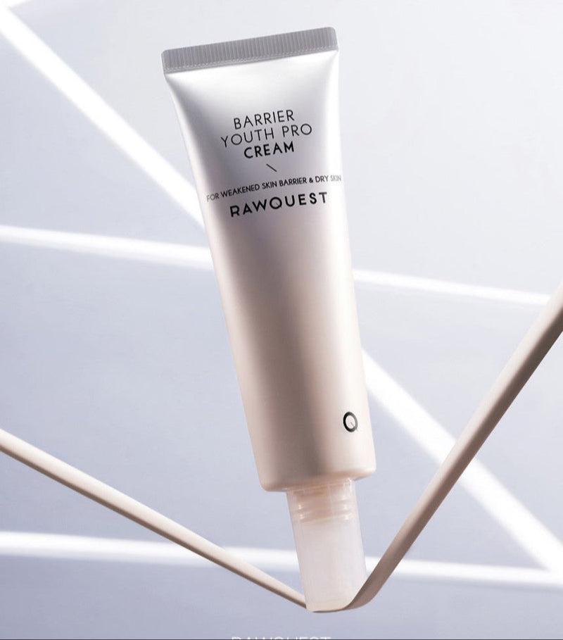 ProtoClinical k-beauty pale lavender beauty detail with a warm beige vertical center on a light background.