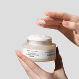 ProtoClinical k-beauty pale blue and peach beauty detail with a warm brown vertical center on a light background.
