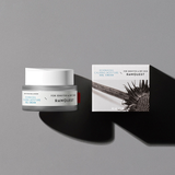 ProtoClinical k-beauty RAWQUEST Echinacea Calming Moisture Gel Cream 50ml abstract beauty graphic with pale lavender and soft gray upper shapes above a dark charcoal base on a light background.