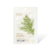 ProtoClinical k-beauty mixsoon Daily Mask Pack Wednesday 20ml X 10ea single translucent sheet mask pouch standing upright with green cypress artwork on a clean white background