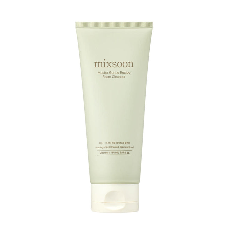 ProtoClinical k-beauty mixsoon Master Gentle Recipe Foam Cleanser 150ml pale green silhouette centered on a bright white background