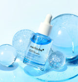 ProtoClinical k-beauty MEDICUBE: Hyaluronic Multi Peptide Serum (30ml) single upright pale blue serum bottle centered on a soft blue background
