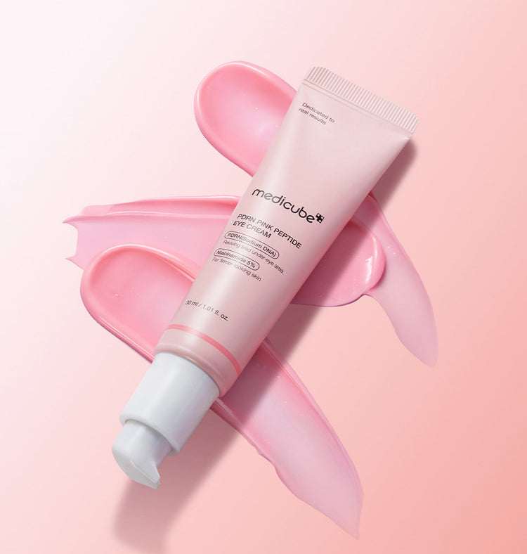 ProtoClinical k-beauty soft peach beauty graphic with a muted mauve center on a light background.