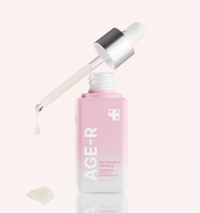 ProtoClinical k-beauty soft taupe beauty graphic with a muted mauve vertical center on a pale blush background.