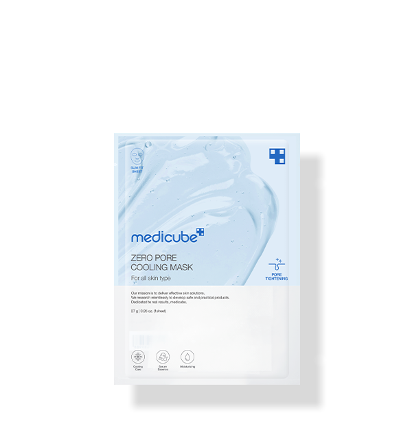 ProtoClinical k-beauty MEDICUBE: Zero Pore Cooling Mask Ea (27g x 5) single mask packet shown upright on a light background