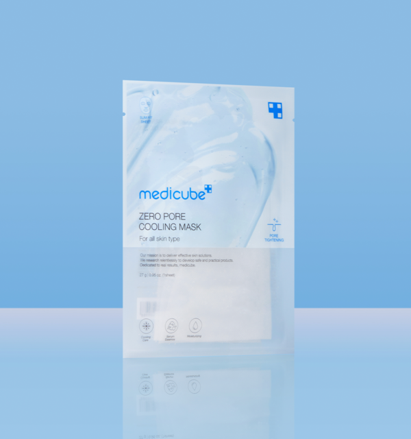 ProtoClinical k-beauty MEDICUBE: Zero Pore Cooling Mask Ea (27g x 5) single mask packet shown upright on a light background