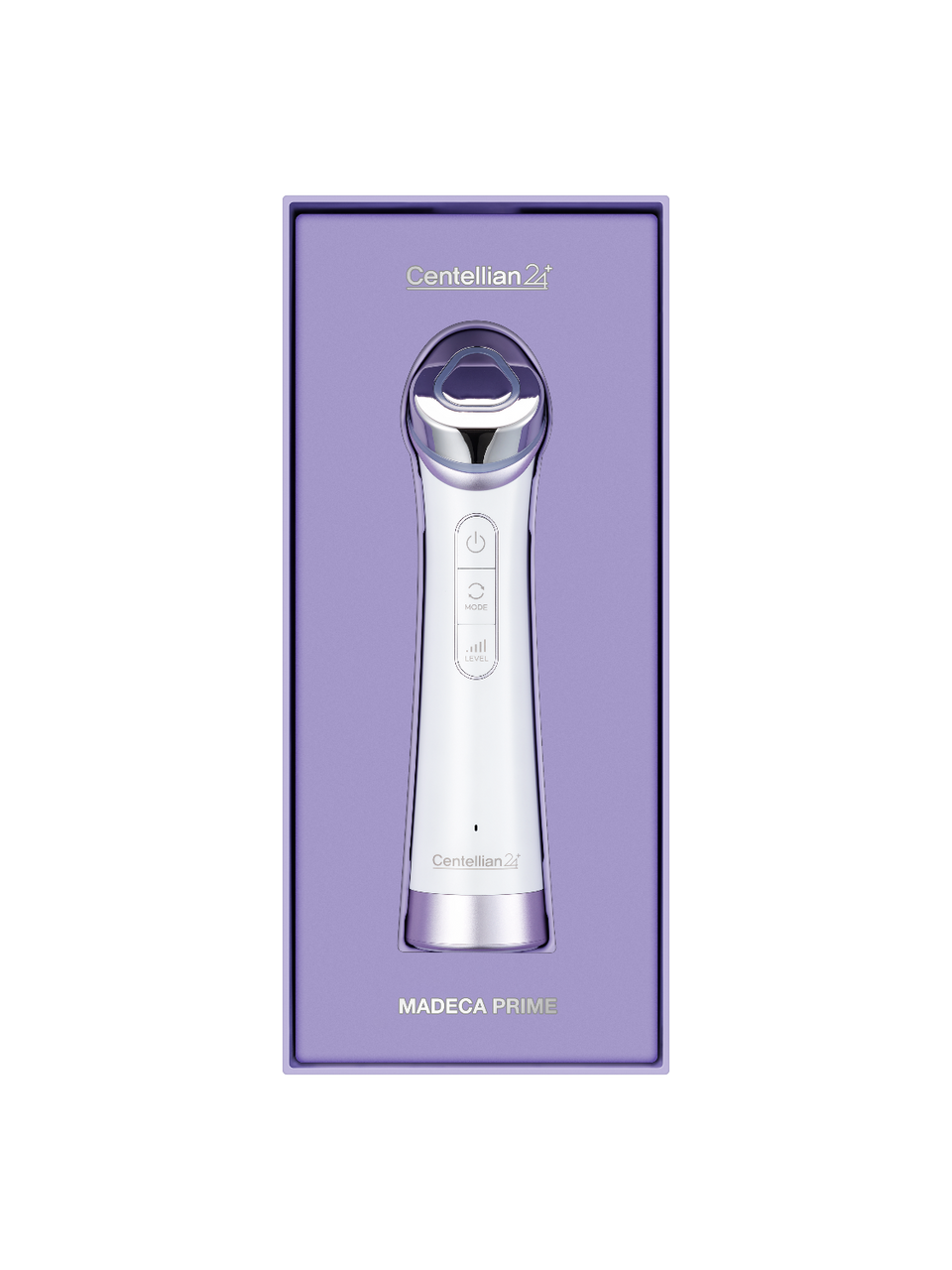 ProtoClinical k-beauty CENTELLIAN24 Madeca Prime (*It can only be shipped via express service.) purple beauty device graphic with a soft pink center glow on a dark background.