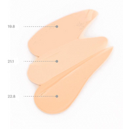 ProtoClinical k-beauty soft beige beauty graphic with a warm amber centered form and pale aqua side shading on a light background.