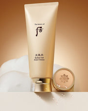 ProtoClinical k-beauty [THE WHOO] Cheongidan Radiant Soft Foam Cleanser 180ml warm beige beauty product silhouette centered on a bright white background