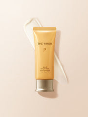 ProtoClinical k-beauty [THE WHOO] Firming Neck and Face Protein Repair Mask 100ml single beige repair mask tube on a light background