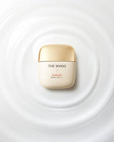 ProtoClinical k-beauty [THE WHOO] Gongjinhyang Sunquid UV Protective Cream SPF50+ PA++++ 50ml single upright beige sun cream package centered on a white background.