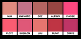 ProtoClinical k-beauty NAMING Blurry Heart Lip Tint 4.7g (10colors) horizontal lip tint swatch strip with three pink color panels on a dark layout
