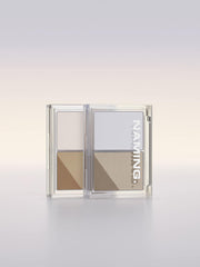 ProtoClinical k-beauty round cosmetic compact on a cream and taupe striped background.