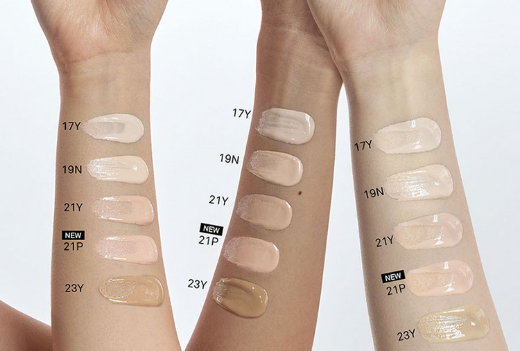 ProtoClinical k-beauty warm beige and peach beauty graphic with vertical panel shapes on a white background.