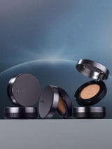 ProtoClinical k-beauty blue-gray beauty graphic with layered dark and light bands.