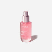 ProtoClinical k-beauty LANEIGE Bouncy & Firm Serum 30ml soft beige-pink bottle silhouette centered on a light background with pale aqua side shading