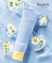ProtoClinical k-beauty JUNGSAEMMOOL Blue Chamomile Hyaluronic Acid Aqua Sun Cream SPF 50+ PA++++ 50ml single upright package centered on a light background.