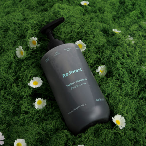 ProtoClinical k-beauty NEOGEN Reforest Protein Shampoo (Herbal Scent) 500ml single upright shampoo bottle on a white background.