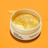 ProtoClinical k-beauty NEOGEN SUR.MEDIC+ Perfection 100TM 24K Gold Eye Patch 75g/60ea single gold eye patch jar centered on a bright orange background